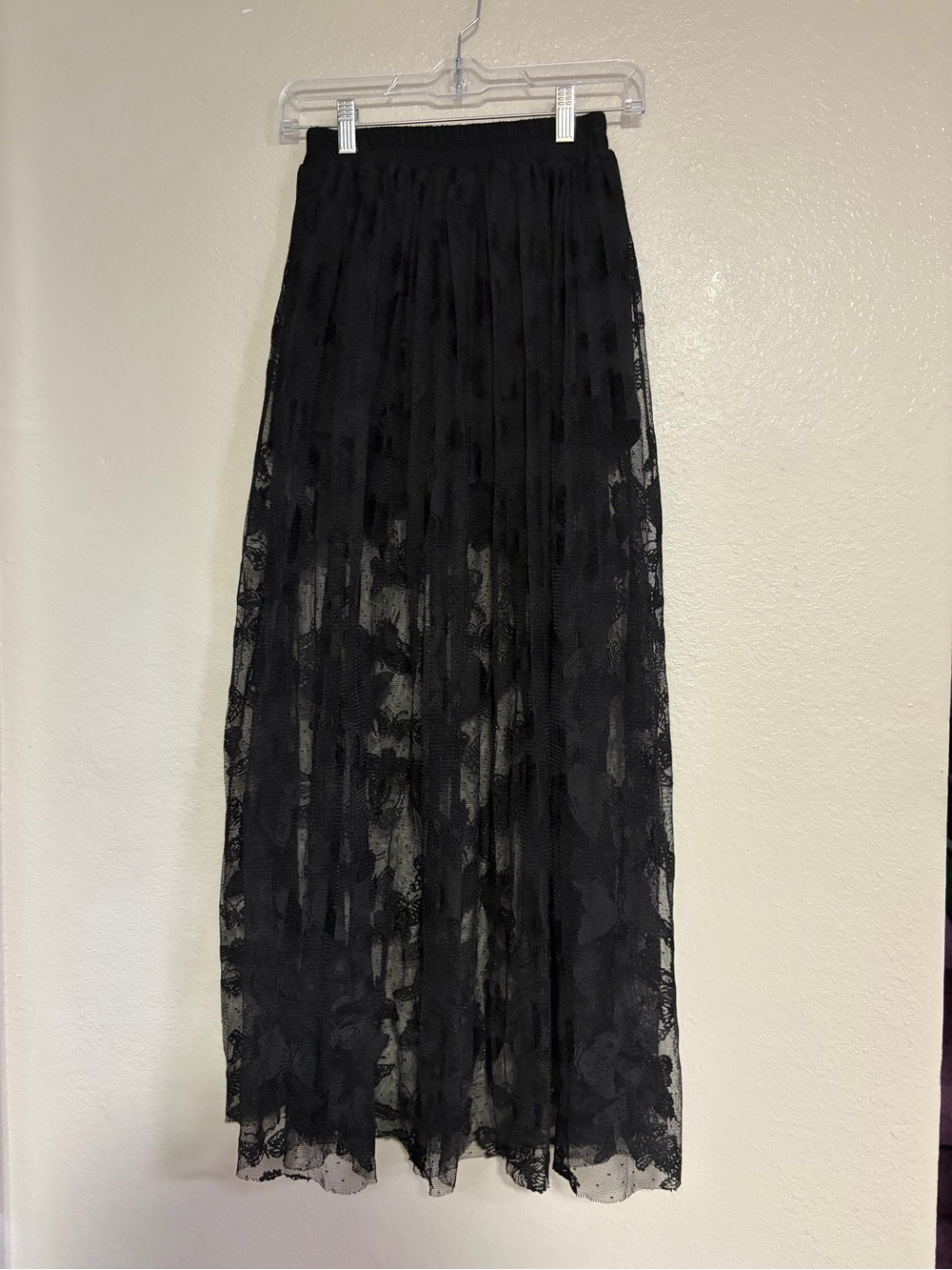 SHEIN Black Lace Sheer Maxi Skirt